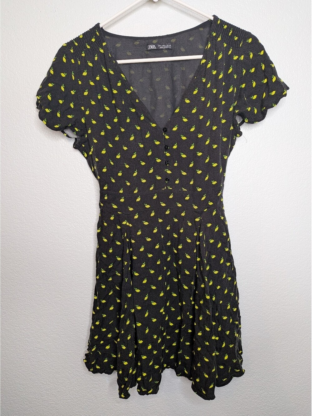 Zara Women’s Black Lemon Print Mini Dress Size Large